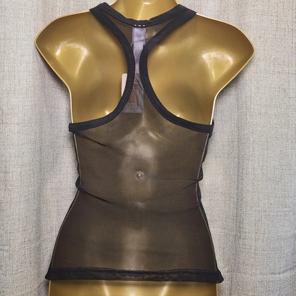 Savage X Fenty Lingerie Mesh Tank Top Small Black Racer Back Sheer‎ Rhianna